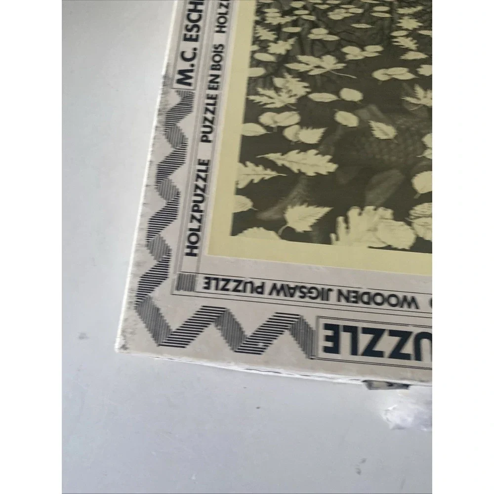 M.C. Escher Three Worlds WOODEN Jigsaw Puzzle 510 PCS 1977 Vintage